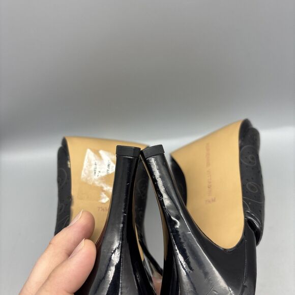 Adrienne Vittadini Pumps Women's Size 7.5 M Black Leather Jiante Ankle Strap - Picture 11 of 13